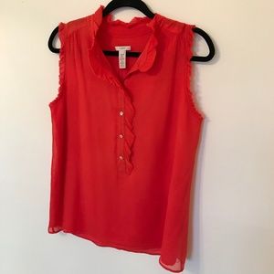J. Crew Sleeveless Ruffle Collar Blouse